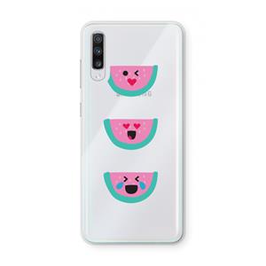 CaseCompany Smiley watermeloen: Samsung Galaxy A70 Transparant Hoesje