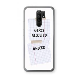 CaseCompany No Girls Allowed Unless: Xiaomi Redmi 9 Transparant Hoesje