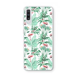 CaseCompany Flamingo bladeren: Samsung Galaxy A70 Transparant Hoesje