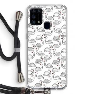 CaseCompany Zwanen: Samsung Galaxy M31 Transparant Hoesje met koord