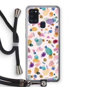 CaseCompany Terrazzo Memphis Pink: Samsung Galaxy A21s Transparant Hoesje met koord