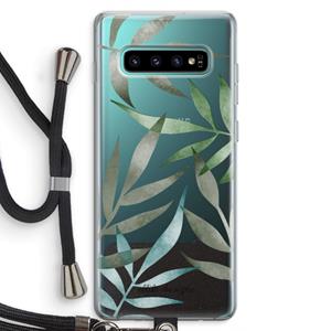 CaseCompany Tropical watercolor leaves: Samsung Galaxy S10 Plus Transparant Hoesje met koord