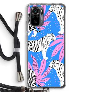 CaseCompany Tijger: Xiaomi Redmi Note 10 Pro Transparant Hoesje met koord