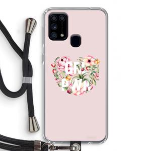 CaseCompany GRL PWR Flower: Samsung Galaxy M31 Transparant Hoesje met koord
