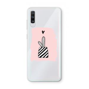 CaseCompany Zwart-wit cactus: Samsung Galaxy A70 Transparant Hoesje