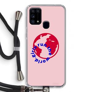 CaseCompany Run The World: Samsung Galaxy M31 Transparant Hoesje met koord