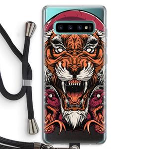 CaseCompany Tiger and Rattlesnakes: Samsung Galaxy S10 Plus Transparant Hoesje met koord