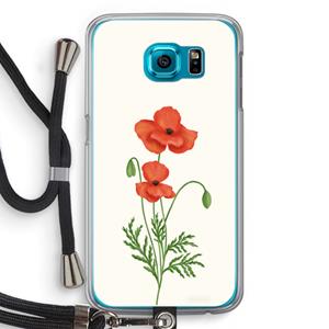 CaseCompany Red poppy: Samsung Galaxy S6 Transparant Hoesje met koord