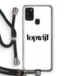 CaseCompany Topwijf Wit: Samsung Galaxy A21s Transparant Hoesje met koord
