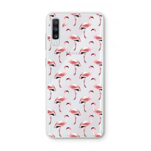 CaseCompany Flamingoprint groen: Samsung Galaxy A70 Transparant Hoesje