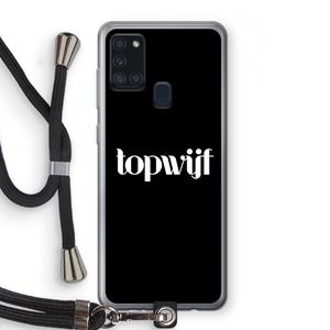 CaseCompany Topwijf Zwart: Samsung Galaxy A21s Transparant Hoesje met koord