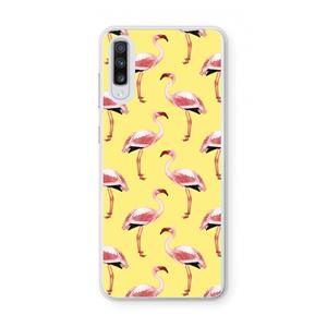 CaseCompany Flamingo's geel: Samsung Galaxy A70 Transparant Hoesje