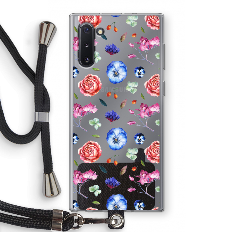 CaseCompany Bloemetjes: Samsung Galaxy Note 10 Transparant Hoesje met koord