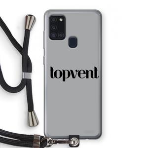 CaseCompany Topvent Grijs Zwart: Samsung Galaxy A21s Transparant Hoesje met koord