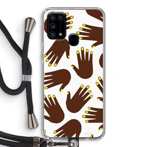 CaseCompany Hands dark: Samsung Galaxy M31 Transparant Hoesje met koord