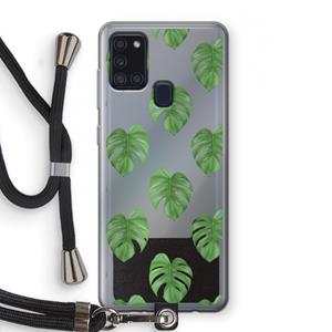 CaseCompany Monstera leaves: Samsung Galaxy A21s Transparant Hoesje met koord