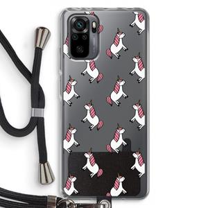 CaseCompany Eenhoorns overal: Xiaomi Redmi Note 10 Pro Transparant Hoesje met koord