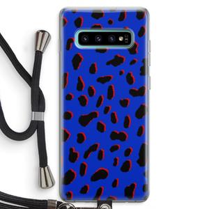 CaseCompany Blue Leopard: Samsung Galaxy S10 Plus Transparant Hoesje met koord