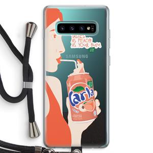 CaseCompany Peach please!: Samsung Galaxy S10 Plus Transparant Hoesje met koord