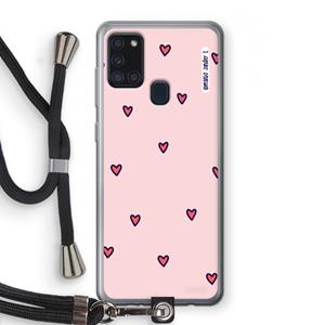CaseCompany Hartjes: Samsung Galaxy A21s Transparant Hoesje met koord
