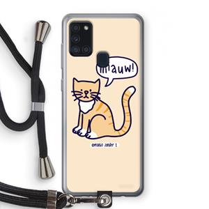 CaseCompany Miauw: Samsung Galaxy A21s Transparant Hoesje met koord