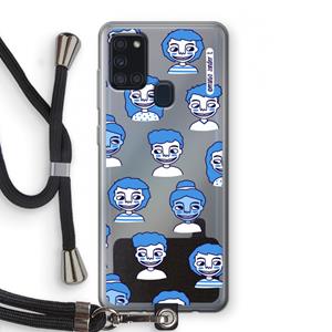 CaseCompany Gezichtjes: Samsung Galaxy A21s Transparant Hoesje met koord