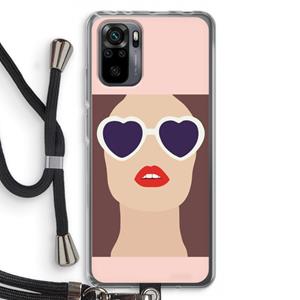 CaseCompany Red lips: Xiaomi Redmi Note 10 Pro Transparant Hoesje met koord