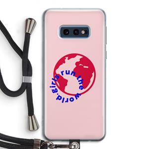 CaseCompany Run The World: Samsung Galaxy S10e Transparant Hoesje met koord