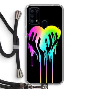 CaseCompany Hold My Heart: Samsung Galaxy M31 Transparant Hoesje met koord