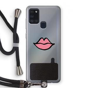 CaseCompany Kusje: Samsung Galaxy A21s Transparant Hoesje met koord
