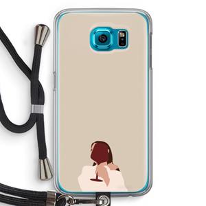 CaseCompany I drink wine: Samsung Galaxy S6 Transparant Hoesje met koord