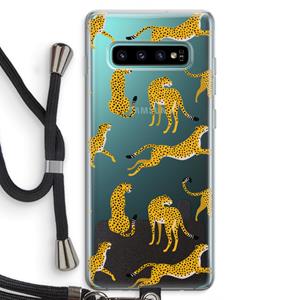 CaseCompany Luipaard: Samsung Galaxy S10 Plus Transparant Hoesje met koord