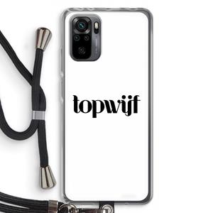 CaseCompany Topwijf Wit: Xiaomi Redmi Note 10 Pro Transparant Hoesje met koord