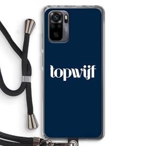 CaseCompany Topwijf Navy: Xiaomi Redmi Note 10 Pro Transparant Hoesje met koord