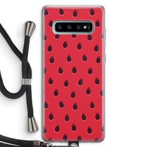 CaseCompany Watermelon: Samsung Galaxy S10 Plus Transparant Hoesje met koord