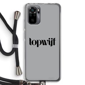 CaseCompany Topwijf Grijs Zwart: Xiaomi Redmi Note 10 Pro Transparant Hoesje met koord