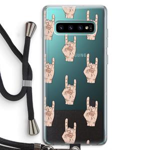 CaseCompany Rock: Samsung Galaxy S10 Plus Transparant Hoesje met koord