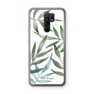 CaseCompany Tropical watercolor leaves: Xiaomi Redmi 9 Transparant Hoesje