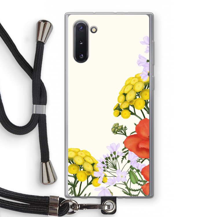 CaseCompany Wilde bloemen: Samsung Galaxy Note 10 Transparant Hoesje met koord
