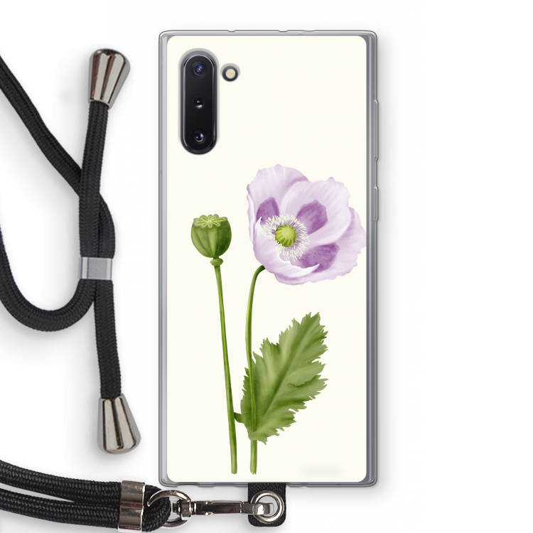 CaseCompany Purple poppy: Samsung Galaxy Note 10 Transparant Hoesje met koord