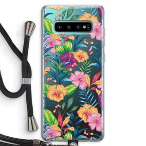 CaseCompany Tropisch 2: Samsung Galaxy S10 Plus Transparant Hoesje met koord