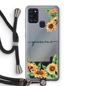 CaseCompany Zonnebloemen: Samsung Galaxy A21s Transparant Hoesje met koord