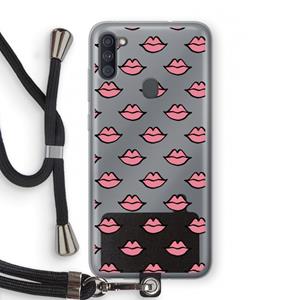 CaseCompany Lipjes: Samsung Galaxy A11 Transparant Hoesje met koord