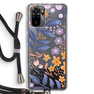 CaseCompany Flowers with blue leaves: Xiaomi Redmi Note 10 Pro Transparant Hoesje met koord