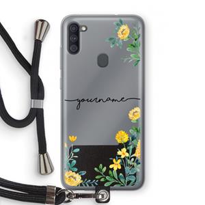 CaseCompany Gele bloemen: Samsung Galaxy A11 Transparant Hoesje met koord
