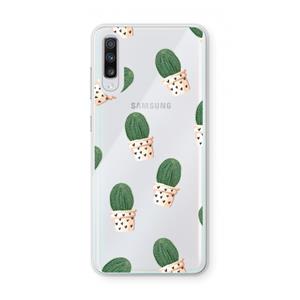 CaseCompany Cactusprint roze: Samsung Galaxy A70 Transparant Hoesje
