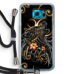 CaseCompany Huilende Wolf: Samsung Galaxy S6 Transparant Hoesje met koord