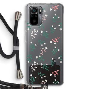 CaseCompany Small white flowers: Xiaomi Redmi Note 10 Pro Transparant Hoesje met koord