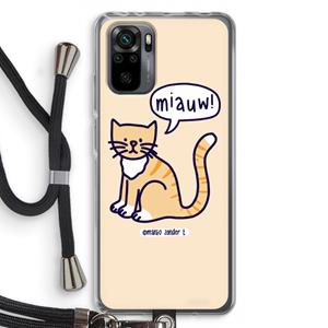 CaseCompany Miauw: Xiaomi Redmi Note 10 Pro Transparant Hoesje met koord