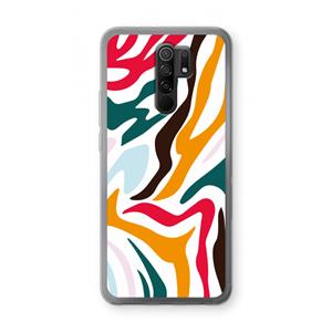 CaseCompany Colored Zebra: Xiaomi Redmi 9 Transparant Hoesje